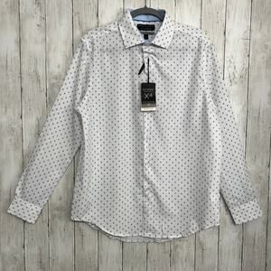 Report Collection Microtouch Slim Fit 4-Way Stretch Patterned Dress Shirt Large